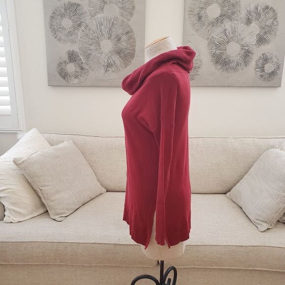 Caslon Side Slit Convertible Cowl Neck Tunic size Medium in Red - Picture 7 of 12